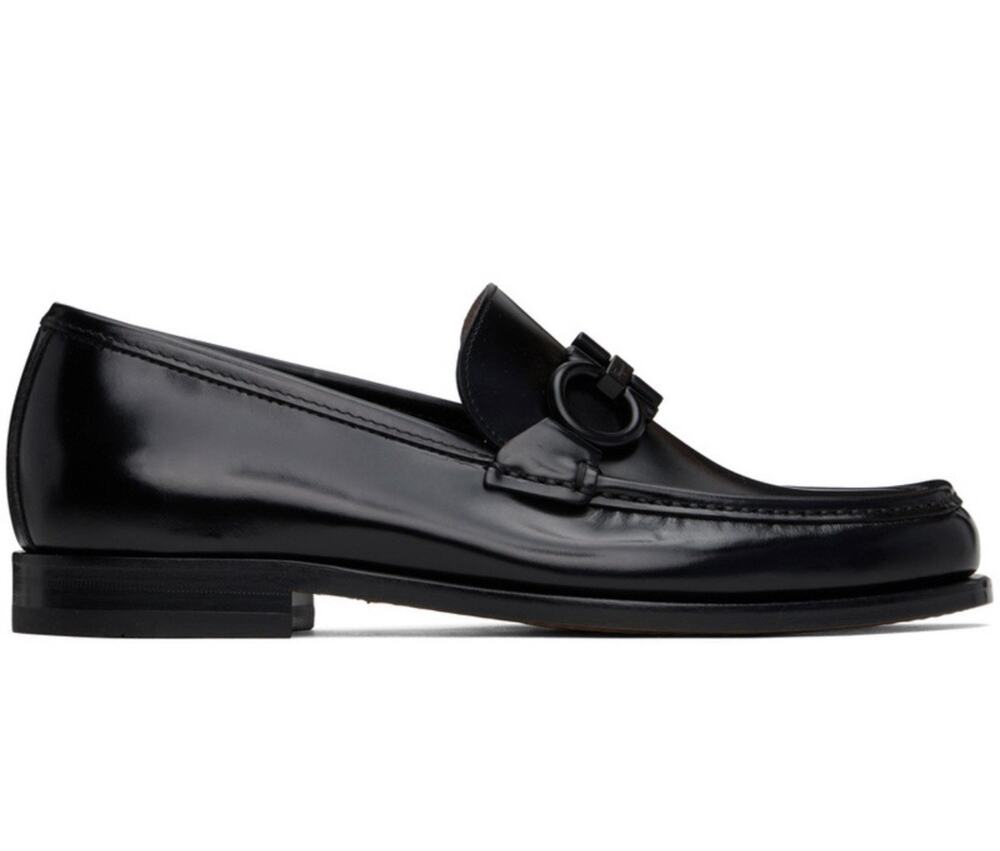 Ferragamo Rolo Gancini Black Calf Leather Loafers Men’s 11.5/ US 12.5